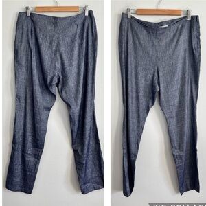 Catherine Andre Denim Wash Linen Blend Trousers size 44